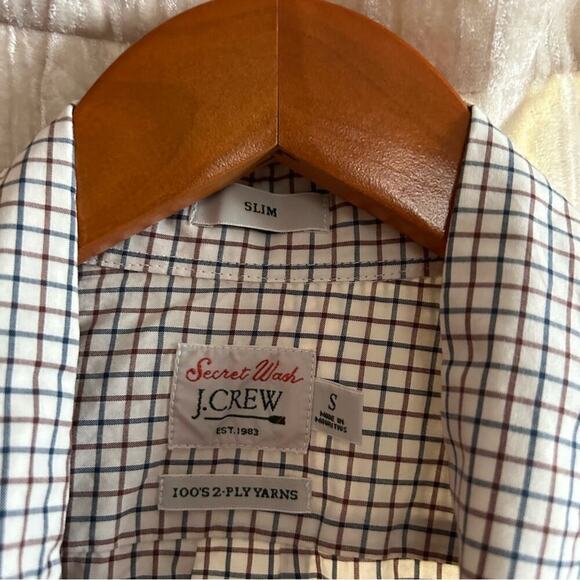 J. Crew Slim Secret Wash Cotton Poplin Shirt 100’s 2-Ply Yarns Grid Checker NWT - Picture 4 of 7